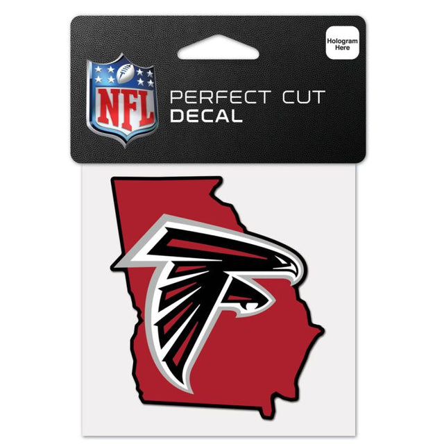 Calcomanía de color con corte perfecto en forma de estado de los Atlanta Falcons de 4" x 4"