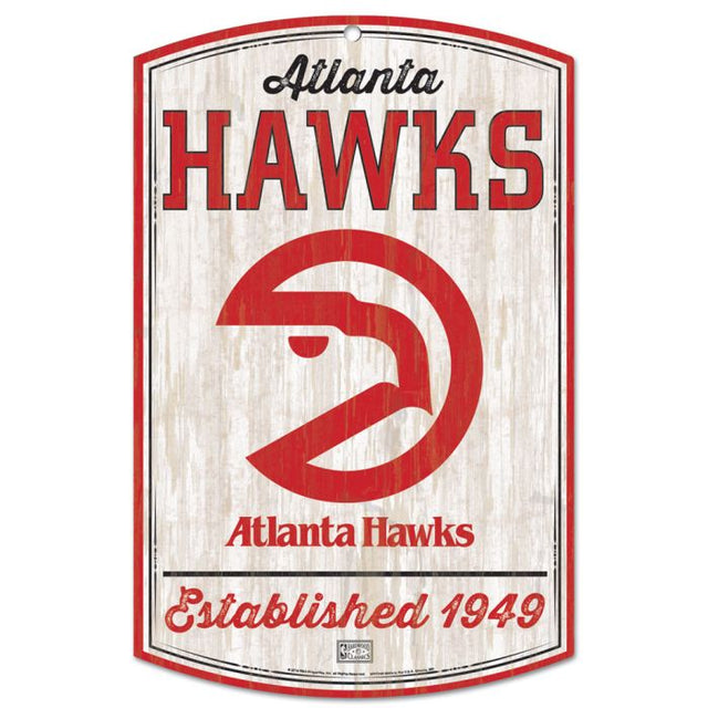 Atlanta Hawks Hardwoods Wood Sign 11" x 17" 1/4" thick