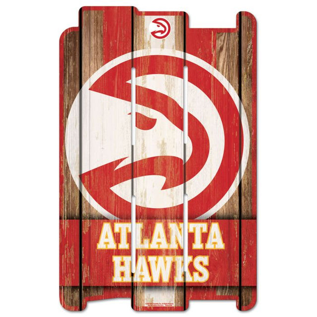 Letrero de madera para valla de los Atlanta Hawks