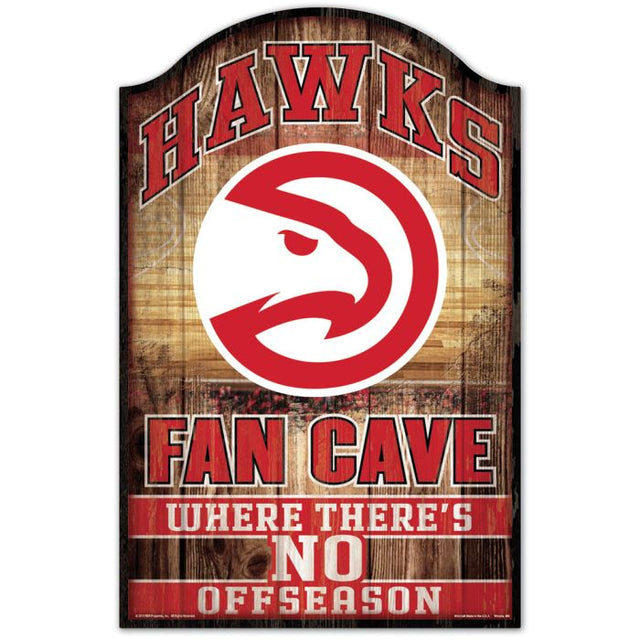 Letrero de madera de los Atlanta Hawks de 11" x 17" y 1/4" de grosor