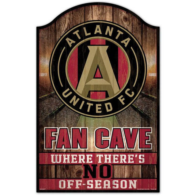 Letrero de madera de la cueva de los fanáticos del Atlanta United, 11" x 17", 1/4" de grosor