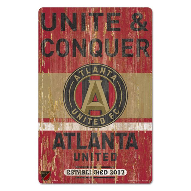 Letrero de madera de Atlanta United de 11" x 17" y 1/4" de grosor