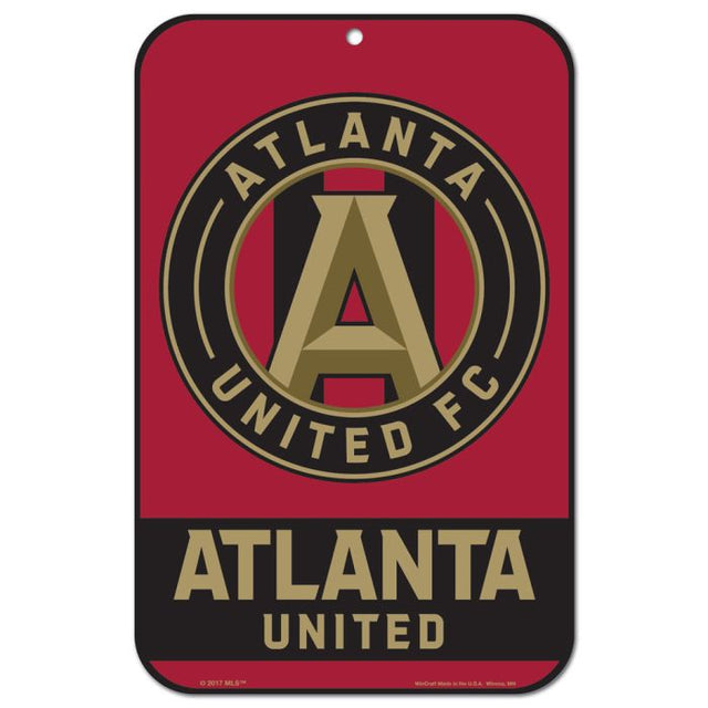 Letrero de plástico con el logotipo y la palabra de Atlanta United, 11" x 17"