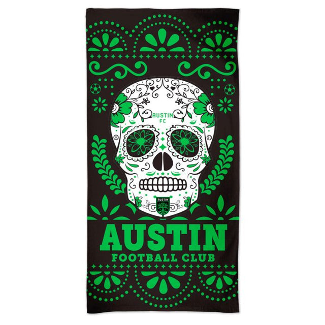 Toalla de playa Spectra con calavera de azúcar del Austin FC de 30" x 60"