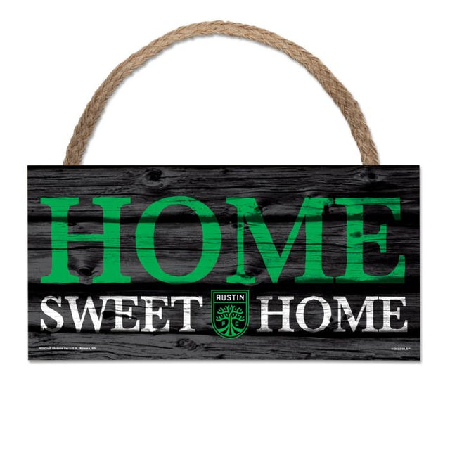 Austin FC Wood Sign w/Rope 5" x 10"