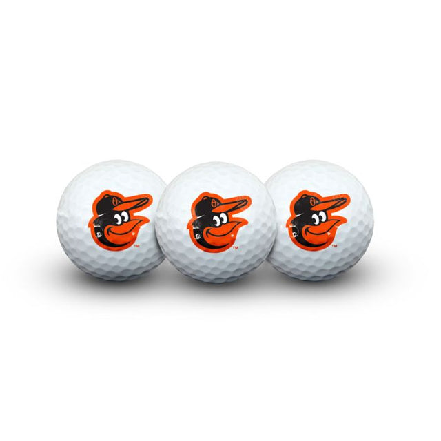 3 pelotas de golf de los Baltimore Orioles en estuche tipo concha