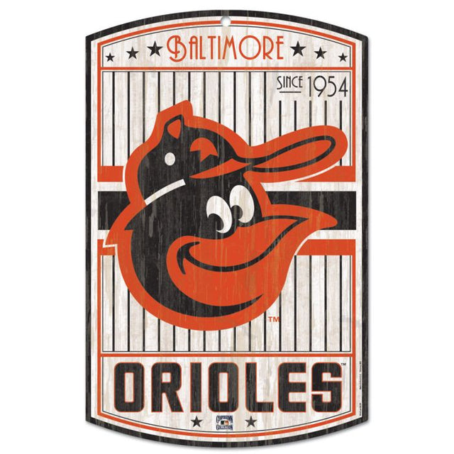 Letrero de madera de los Baltimore Orioles en Cooperstown, 11" x 17", 1/4" de grosor