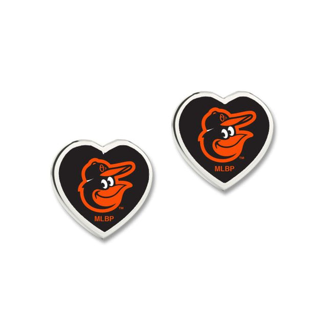 Pendientes de los Baltimore Orioles con corazón en 3D