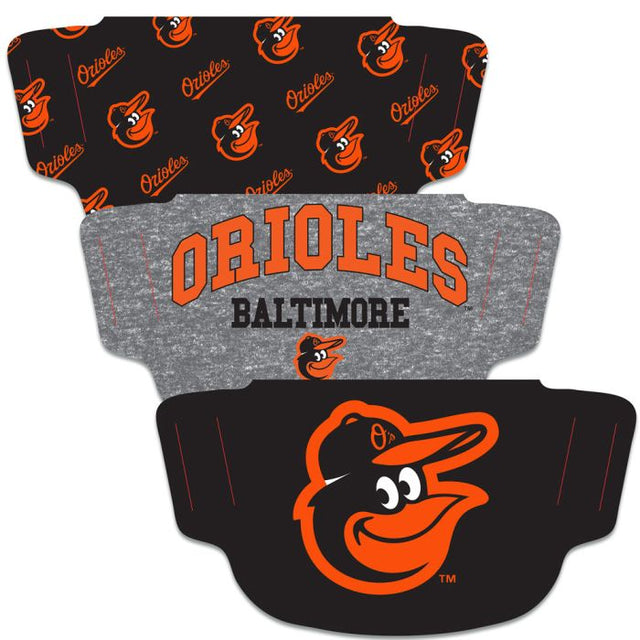 Paquete de 3 mascarillas para fanáticos de los Baltimore Orioles