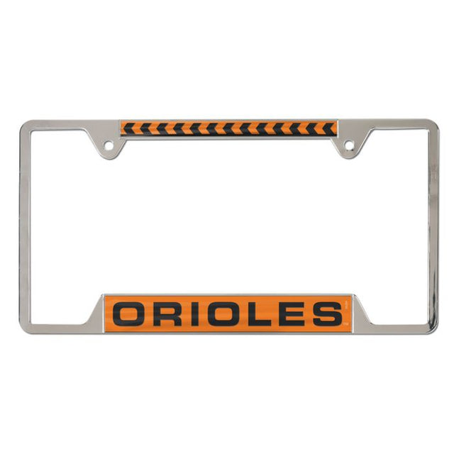 Marco de placa de licencia de metal con incrustaciones de Baltimore Orioles, 4 pestañas