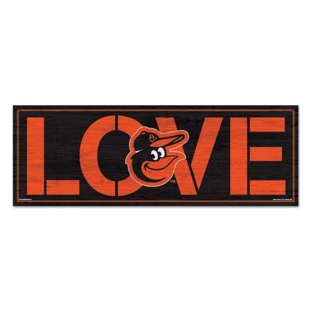 Letrero de madera con el mensaje "Love" de Baltimore Orioles, 8" x 23", 1/4" de grosor