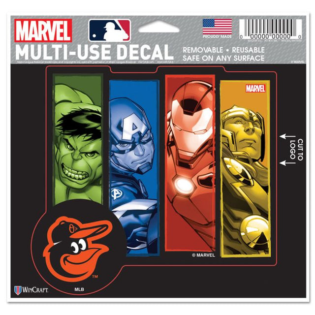 Baltimore Orioles / Marvel (c) Calcomanía multiusos MARVEL 2021: cortada según el logotipo, 5" x 6"