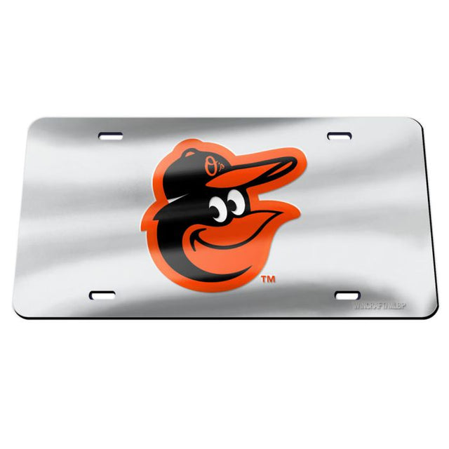 Placa de matrícula especial de acrílico color PLATA de los Baltimore Orioles