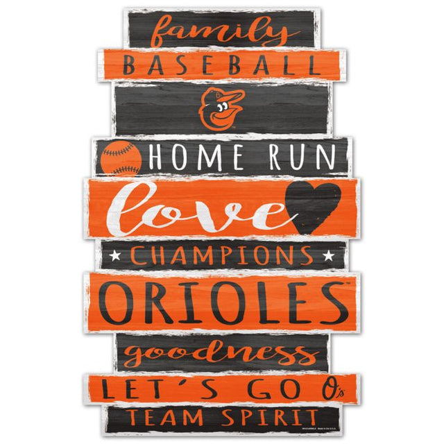 Letrero de madera de los Baltimore Orioles, 11" x 17", 1/4" de grosor