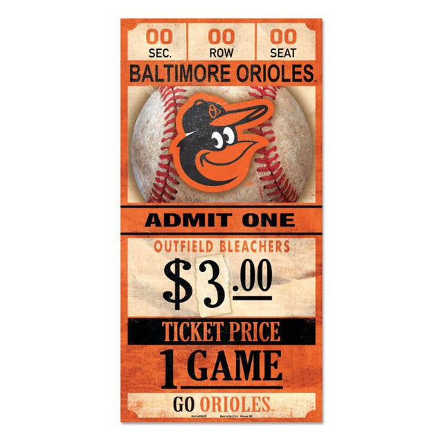 Letrero de madera de los Baltimore Orioles, 6 x 12, 3/8" de grosor