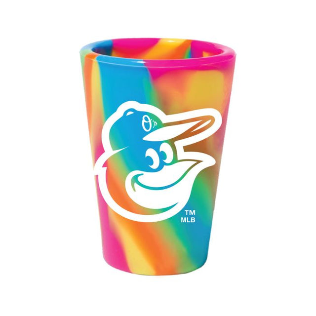 Vaso de chupito de silicona de 1,5 oz con diseño hippie de los Baltimore Orioles