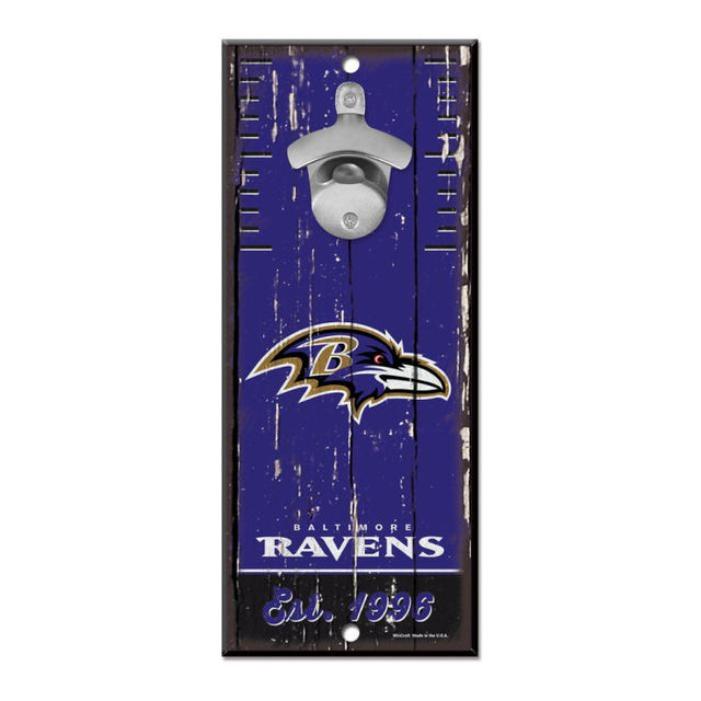 Letrero destapador de botellas de Baltimore Ravens de 5 x 11 pulgadas