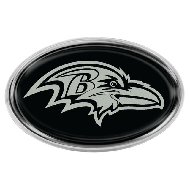 Emblema de metal cromado abovedado de los Baltimore Ravens