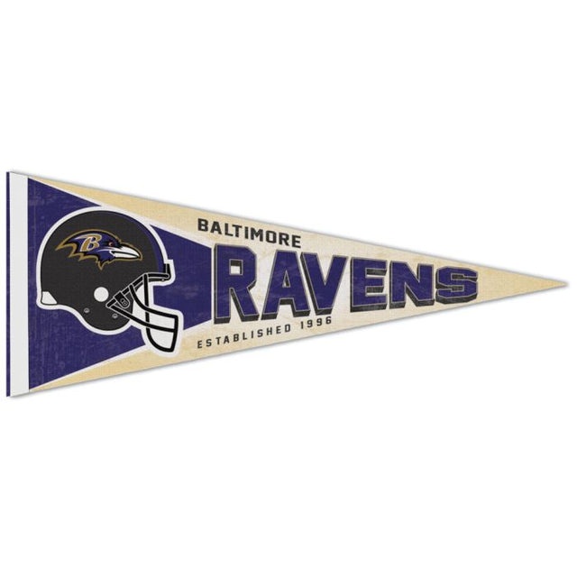 Banderín premium retro con el logotipo clásico de los Baltimore Ravens, 12" x 30"