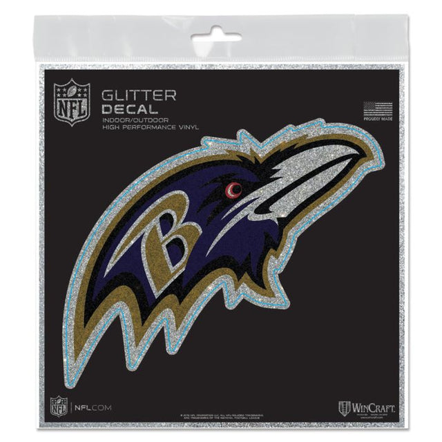 Calcomanía con brillantina de los Baltimore Ravens, 6" x 6"