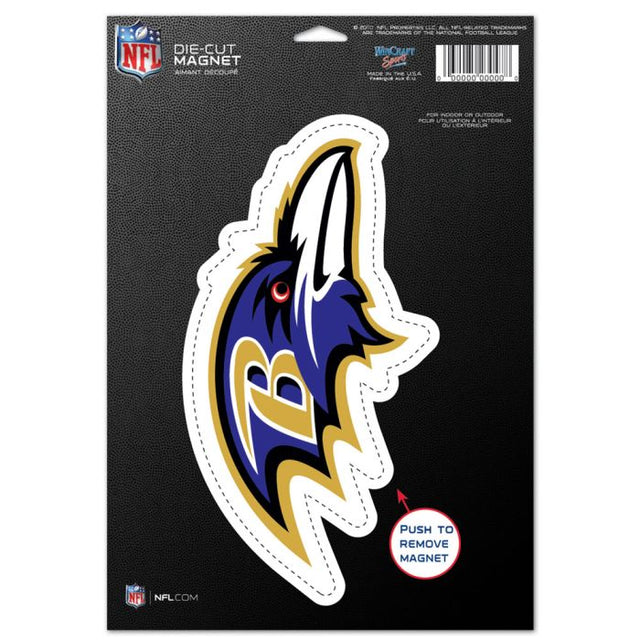 Imán troquelado con el logotipo de los Baltimore Ravens, 6,25" x 9"