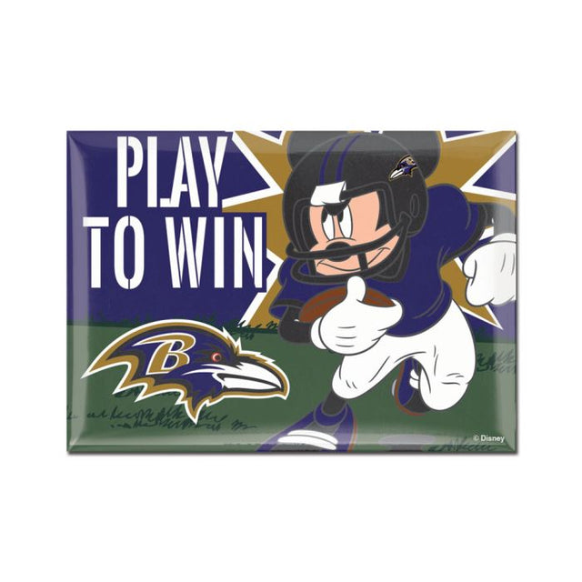 Imán de metal de los Baltimore Ravens / Mickey Mouse de Disney de 2,5" x 3,5"