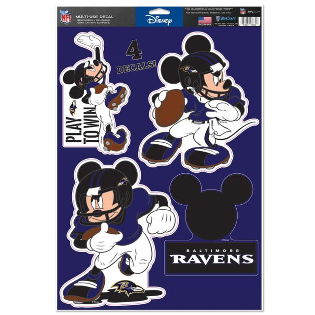 Calcomanía multiusos de Mickey Mouse de Disney y los Baltimore Ravens, 11" x 17"