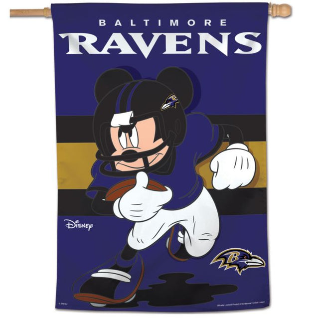 Bandera vertical de los Baltimore Ravens / Disney Mickey Mouse de 28" x 40"