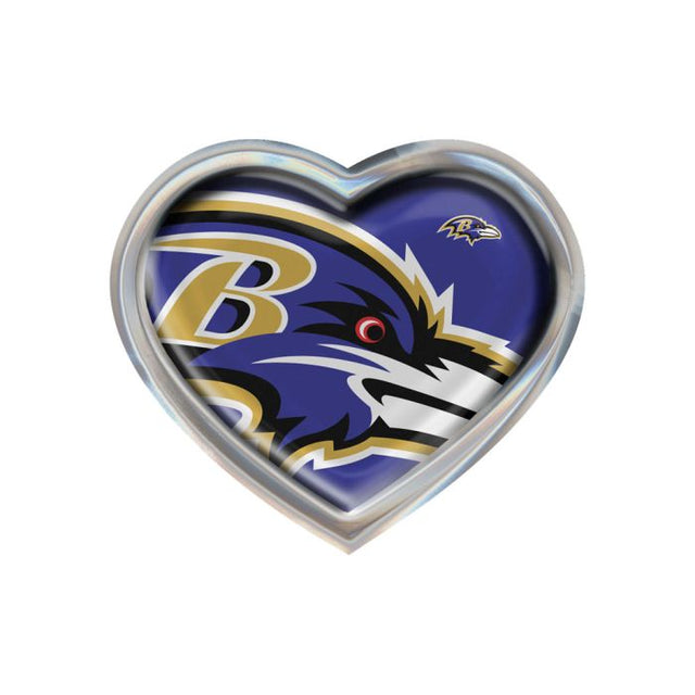 Emblema abovedado de metal cromado MEGA de Baltimore Ravens con forma de corazón