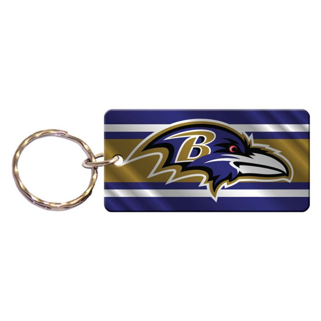 Llavero rectangular con rayas metálicas de los Baltimore Ravens