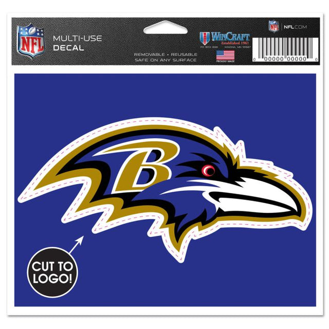 Calcomanía multiusos de los Baltimore Ravens: cortada con el logotipo de 5" x 6"