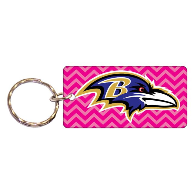 Llavero rectangular con el logo de los Baltimore Ravens en forma de CHEVRON ROSA