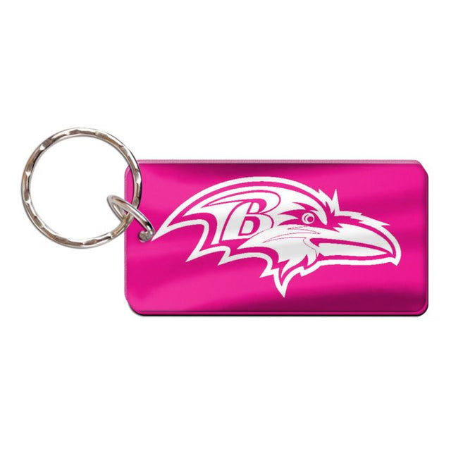 Llavero rectangular color rosa de los Baltimore Ravens