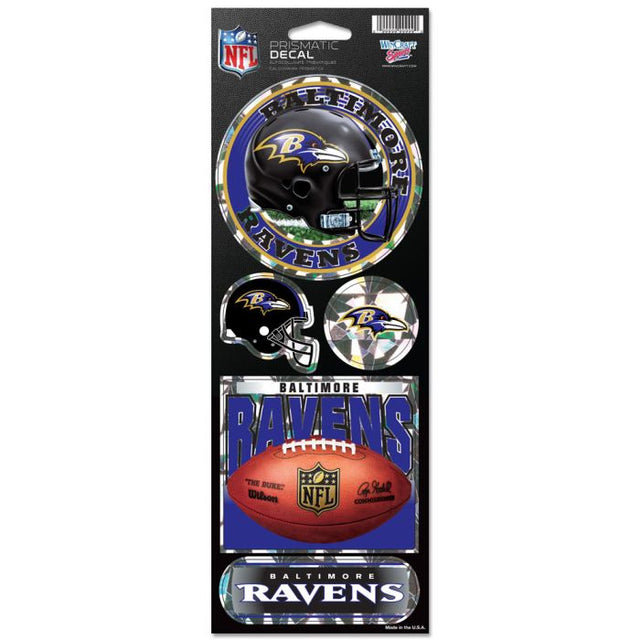 Calcomanía prismática de los Baltimore Ravens de 4" x 11"