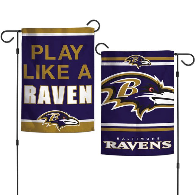 Banderas de jardín con lema de los Baltimore Ravens, de 2 lados, 12,5" x 18"