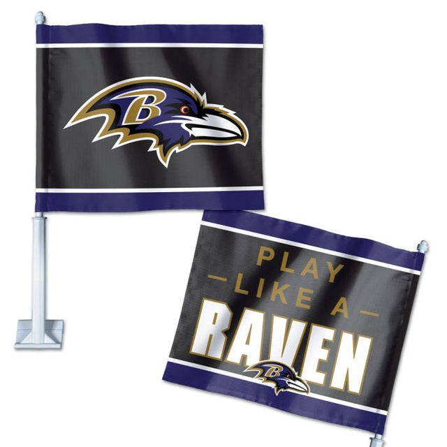 Bandera para auto con eslogan de los Baltimore Ravens, 11,75" x 14"