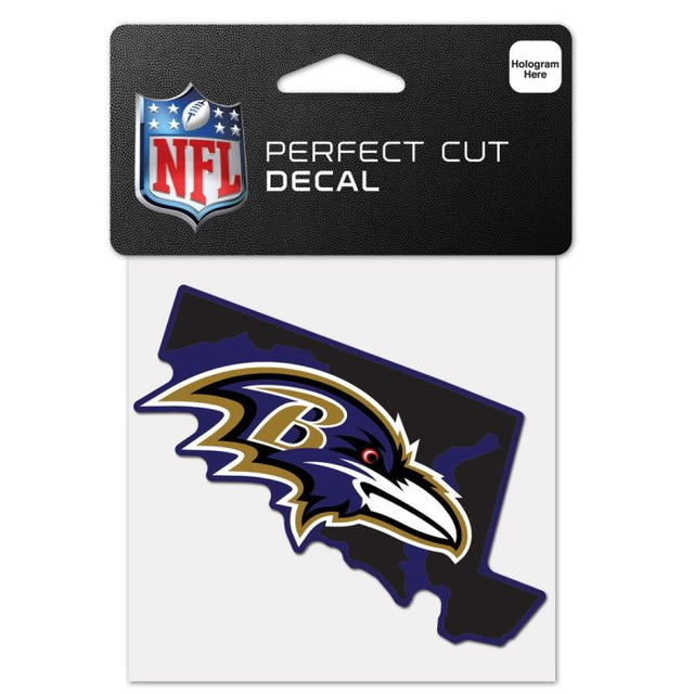 Baltimore Ravens State Shaped Perfect Cut Color Decal 4" x 4"