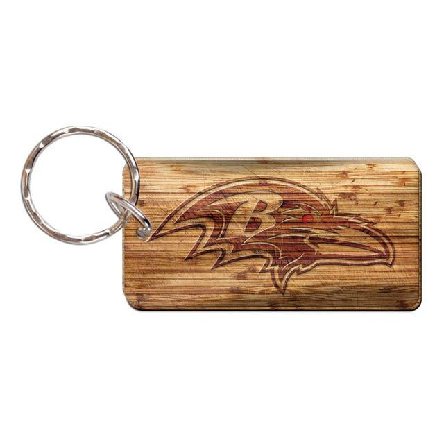 Llavero rectangular de madera de los Baltimore Ravens