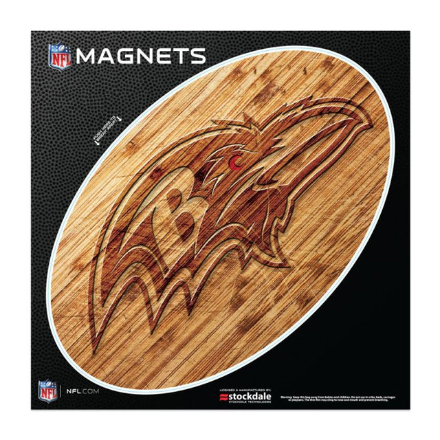 Imanes de madera para exteriores de Baltimore Ravens, 6" x 6"