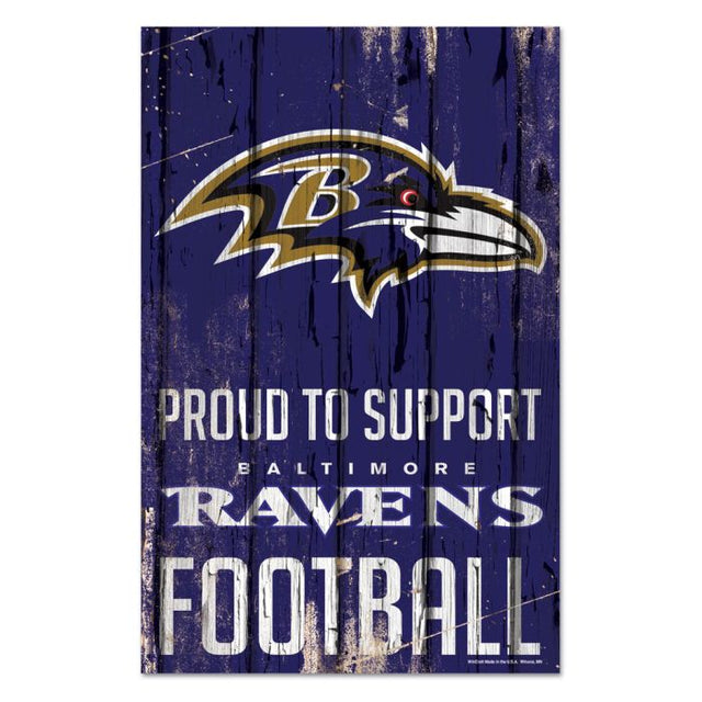 Letrero de madera de los Baltimore Ravens, 11" x 17", 1/4" de grosor