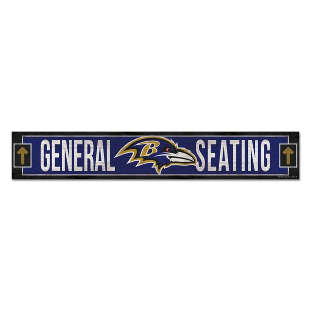 Letrero de madera de los Baltimore Ravens, 6" x 36", 3/8" de grosor