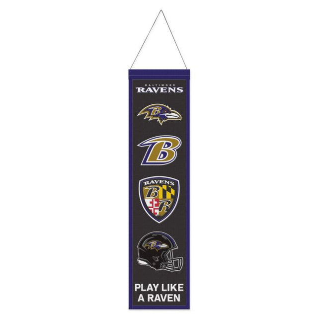 Baltimore Ravens Wool Banner 8" x 32"