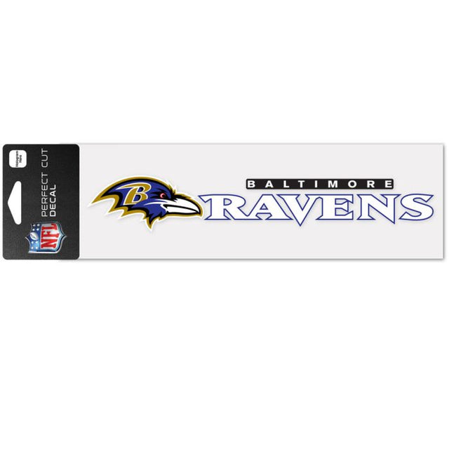 Calcomanías de corte perfecto con diseño de marca denominativa de Baltimore Ravens de 3" x 10"