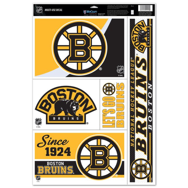 Boston Bruins 5 Decals Multi Use Decal 11" x 17"