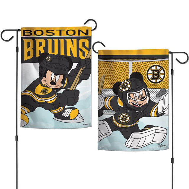 Banderas de jardín de los Boston Bruins y Disney, de 2 lados, 12,5" x 18"