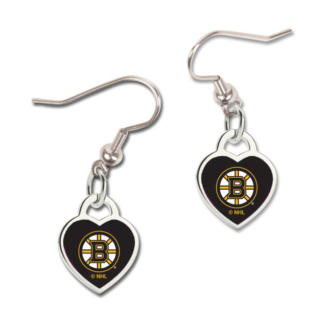 Pendientes de los Boston Bruins con corazón en 3D