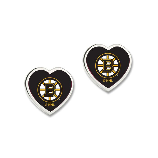 Pendientes de los Boston Bruins con corazón en 3D