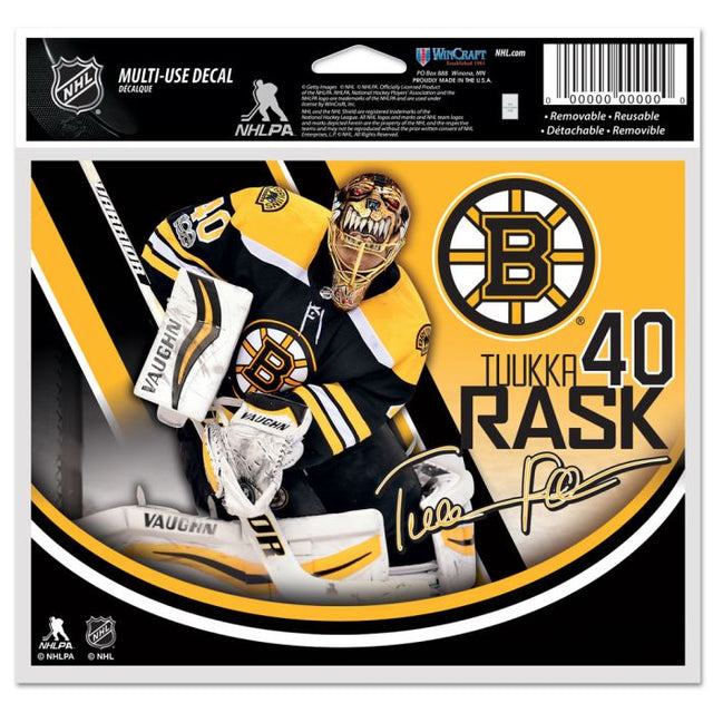 Calcomanía multiusos de los Boston Bruins, fondo transparente, 5 x 6 pulgadas, Tuukka Rask