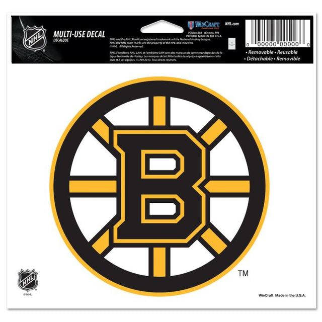 Boston Bruins Multi-Use Decal -Clear Bckrgd 5" x 6"