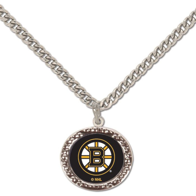 Collar con dije de los Boston Bruins y tarjeta de joyería